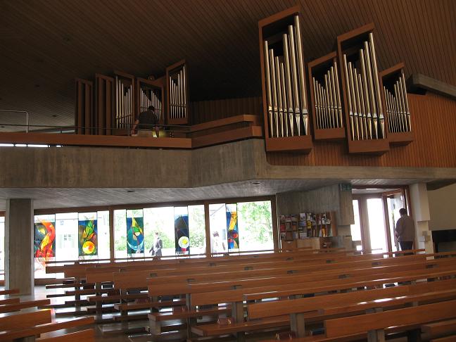 Inside of church--pipe organ.
