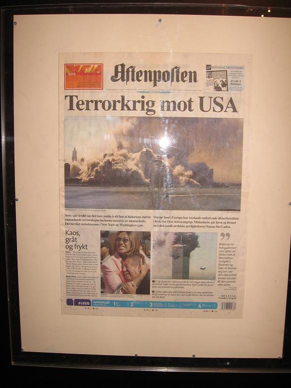 Armed Forces Museum - Norway's front page on 9-11